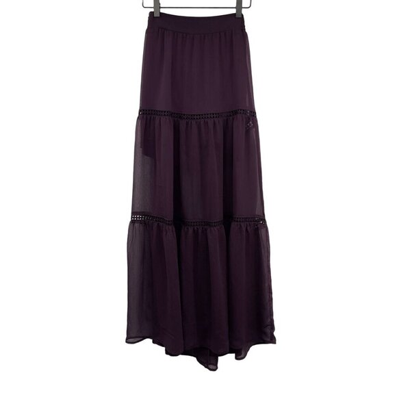 Express Tiered Maxi Skirt Tulle Chiffon Sheer Purple High Waisted Y2K XS - Picture 2 of 10